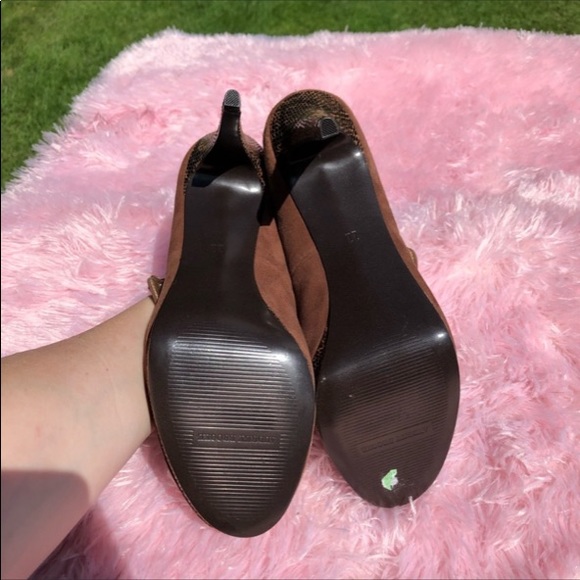 Microsuede/snakeskin print platform stilettos 11 - Picture 4 of 9